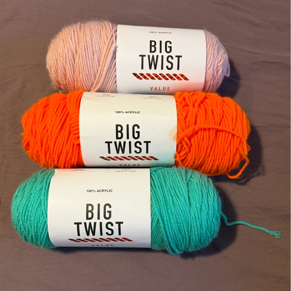 Big Twist Yarn Bundle - Pink, Orange, and Teal